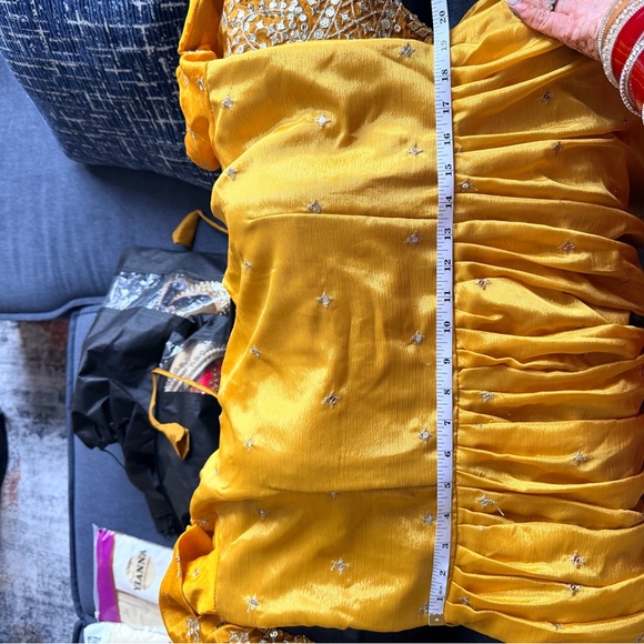 Ethnic Indian Wear Mustard Yellow Long Sleeve Anarkali Dress Set - Picture 15 of 15